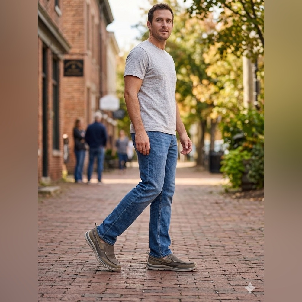 Skechers Men's Casual Slip-On Sneakers — Taupe/Gray